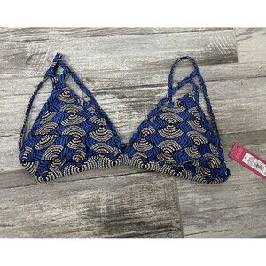 Xhilaration Women's XL Blue Triangle Tie Back Swim Top Bathing Suit